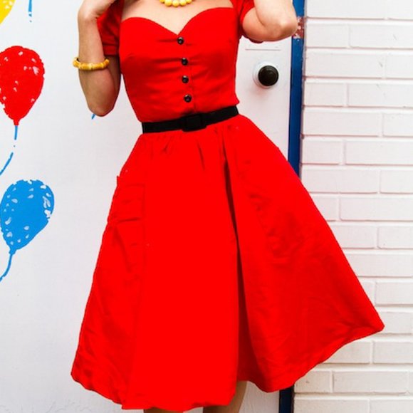 UNIQUE VINTAGE - Red Rhapsody Dress - Picture 2 of 5